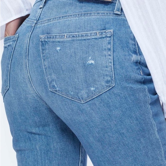 PAIGE SARAH HIGH WAIST ANKLE SLIM JEANS IN CANCUN W DESTROYED HEM - Picture 3 of 10